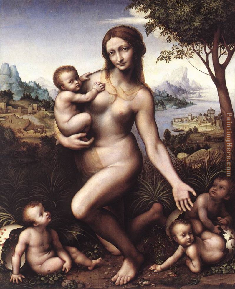 Leda 1530 painting - Leonardo da Vinci Leda 1530 art painting